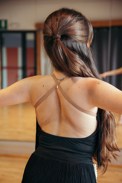 Body e gonna con frange e decorazione in perle